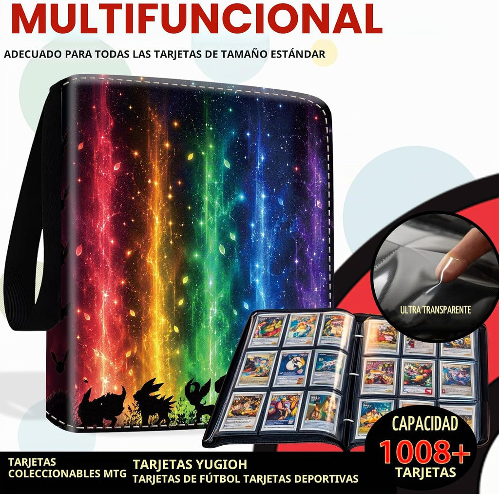 Carpeta de tarjetas 1008 con 9 bolsillos, carpeta de 3 anillos para tarjetas intercambiables con 56 páginas extraíbles, alto almacenamiento, impermeable, soporte para tarjetas de colección