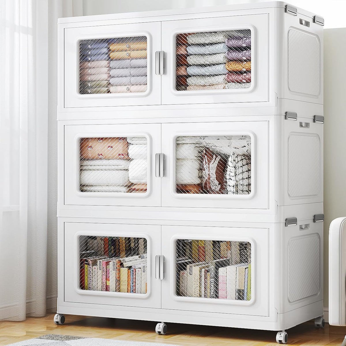BROVIEW - Contenedor apilable extra grande de 900 cuartos de galón con 1