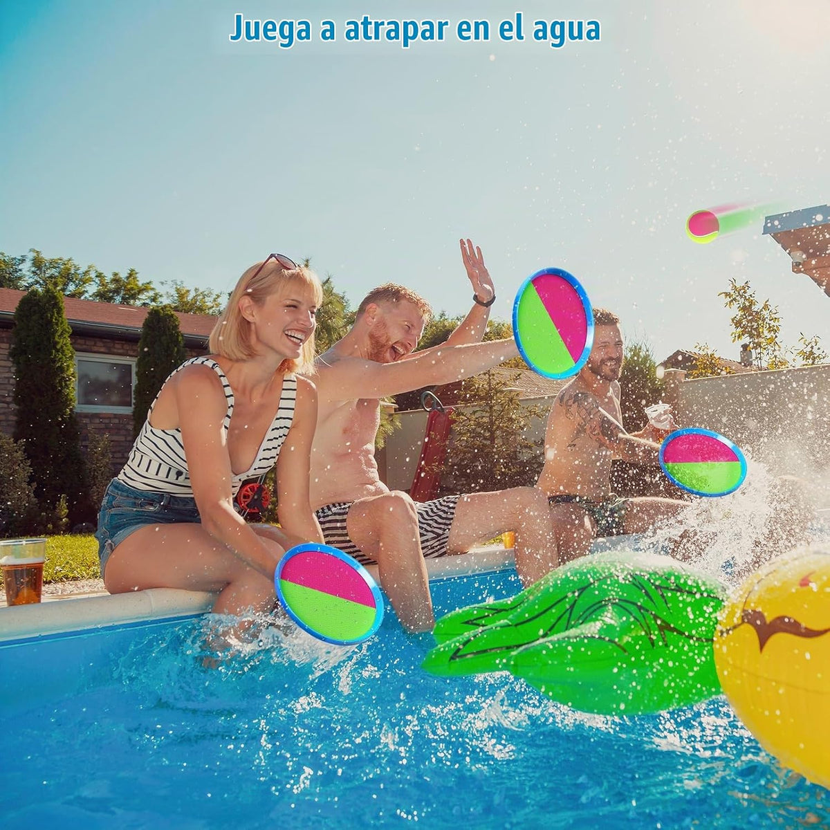 Juego de pelotas para lanzar y atrapar, juguetes al aire libre para playa, piscina y patio