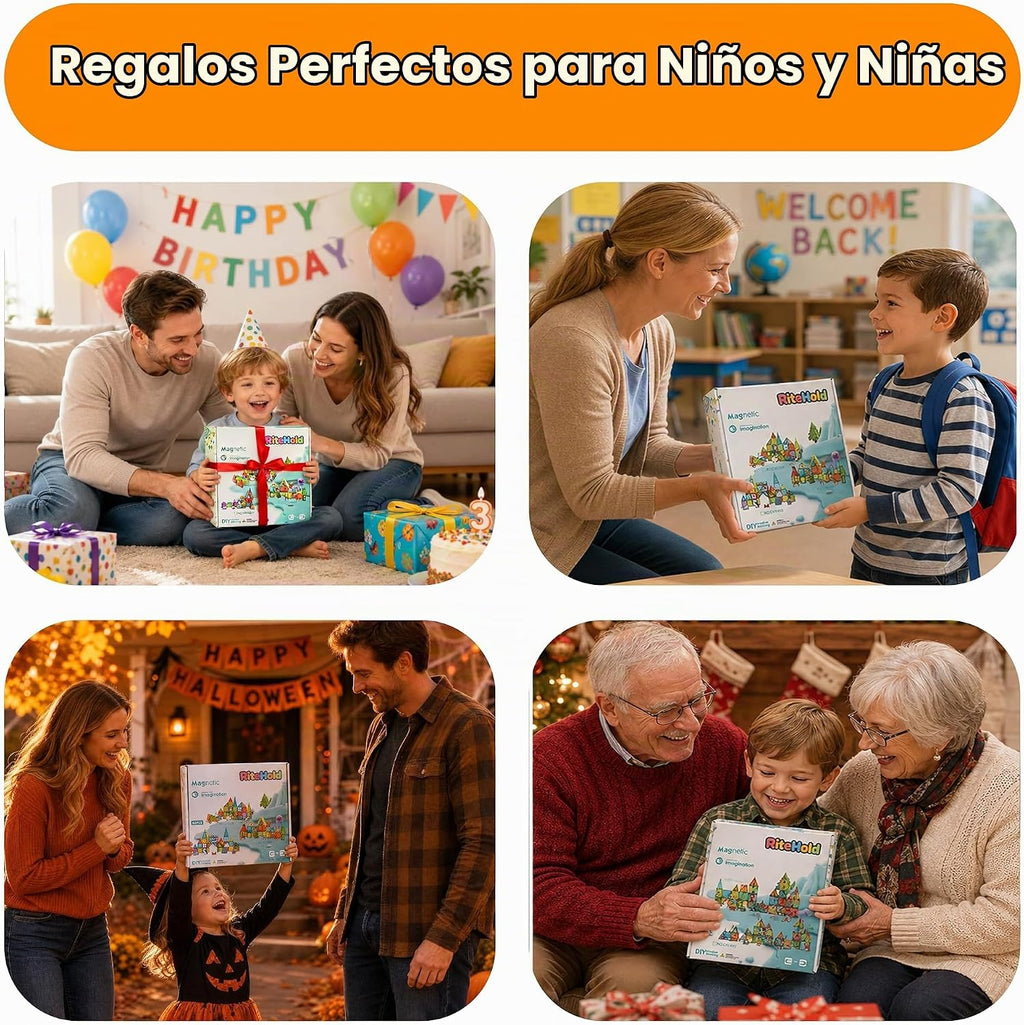 Azulejos magnéticos para niños, juego de juguetes de construcción