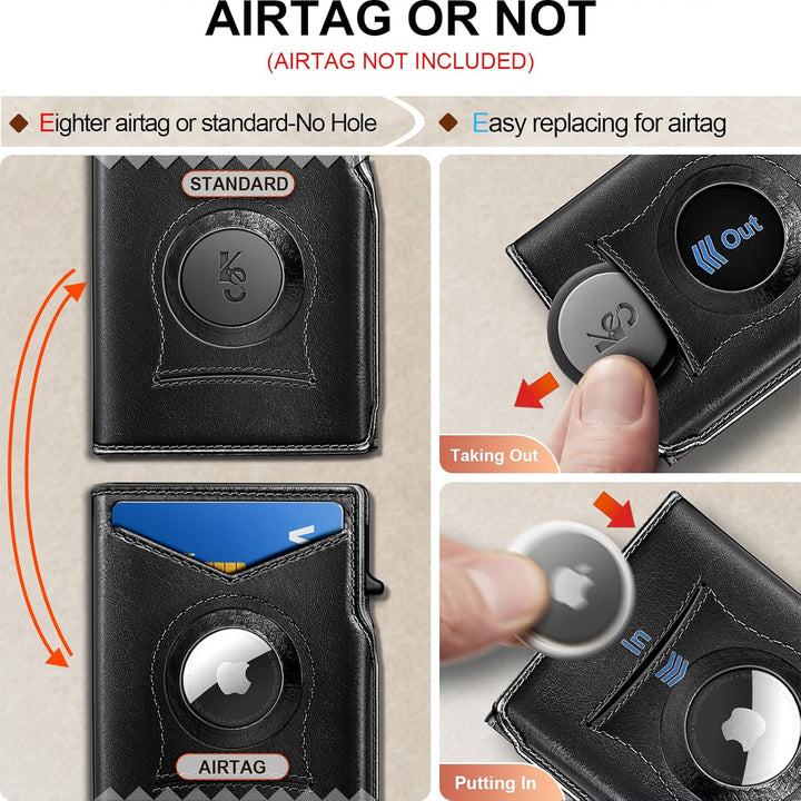 KEMISANT Billetera Airtag para hombre, delgada con bolsillo frontal...