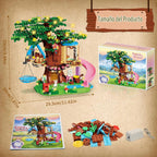 Treehouse - Juego de construcción compatible con amigos, 731 piezas para niñas, kit de construcción de casa de árbol forestal, juguetes con luz LED, gato, tobogán y hamaca de cielo, regalos de cumpleaños de Navidad para niños y niñas de 6 a 12 años