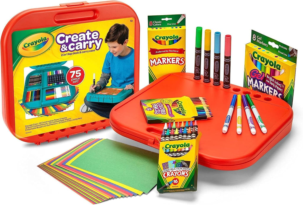 Crayola Create 'n Carry, kit portable de herramientas de arte, más de 75 piezas, gran regalo.