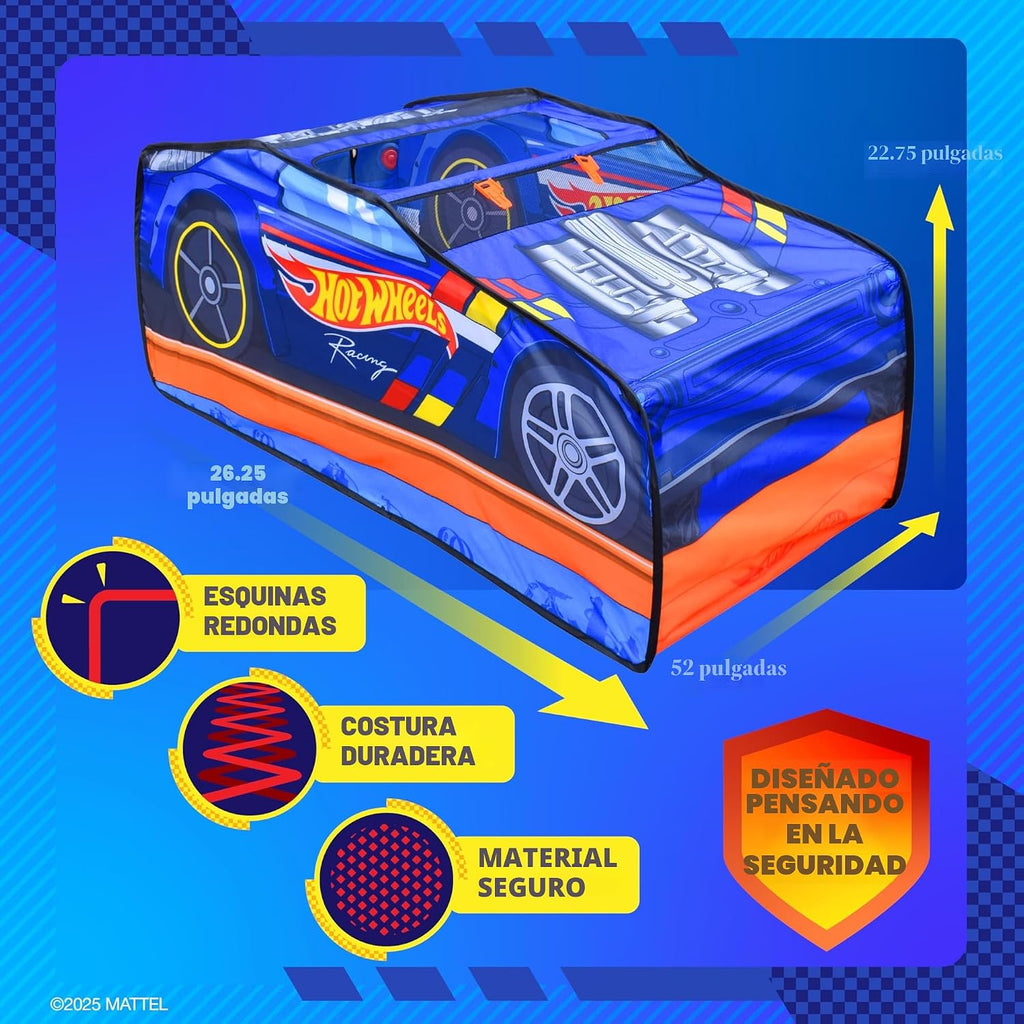 Hot Wheels™ Tienda de Juegos Desplegable, Casa de Juegos para Niños, Tienda con Conexiones para Pistas de Coches Hot Wheels, Espacio de Juego Interior con Puerta Enrollable y Apertura del Techo, Fácil