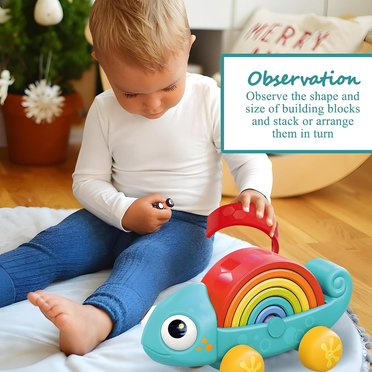 Montessori - Juguete apilable para niños pequeños de 18 a 36 meses, juguetes apilables Montessori 2 en 1, juguete de aprendizaje sensorial para autismo con 6 arcos de anidación, regalos de bebé