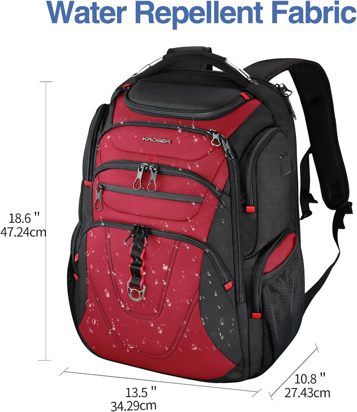 KROSER Friendly Mochila de viaje para laptop de 17.3 pulgadas, XXXL...