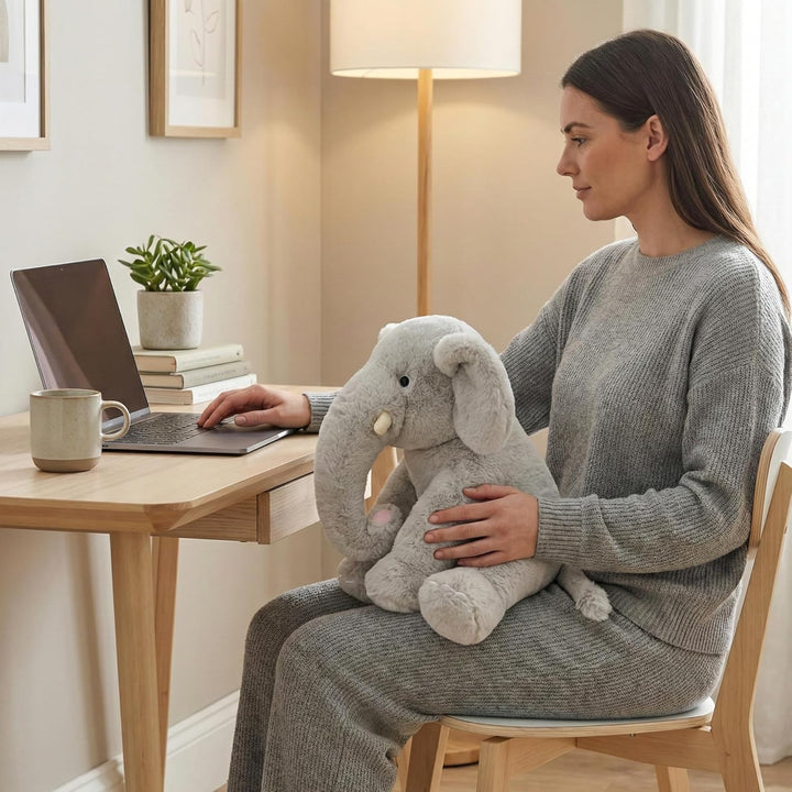 WEIGEDU Elefante de peluche gris de 13" - Juguete de felpa para...