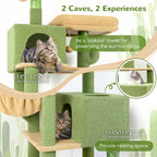 Globlazer - Torre para gato con forma de cactus de 76 pulgadas extra alta con varios niveles, muebles para gatos con condominios acogedores, juguetes interactivos y perchas para gatos grandes