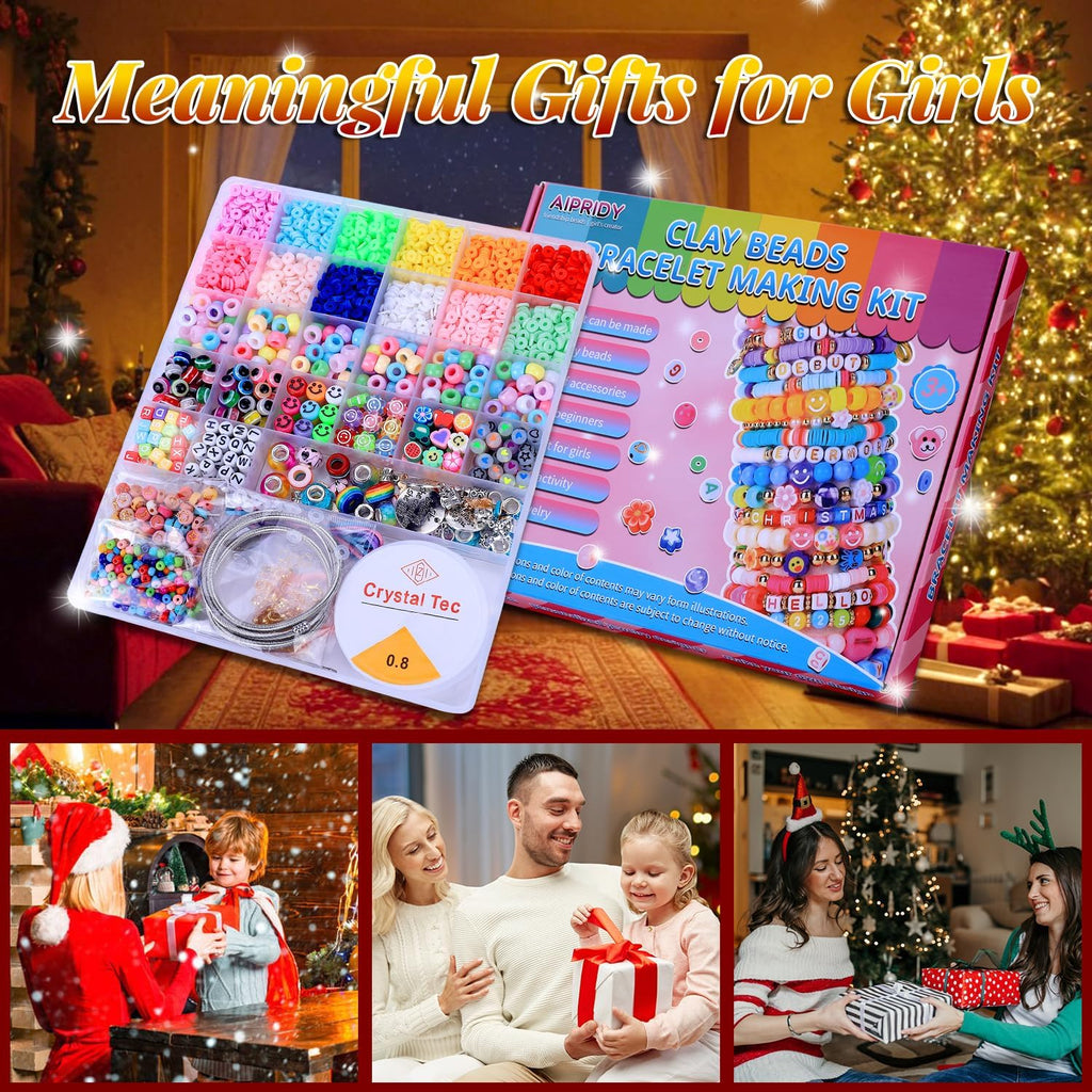 AIPRIDY Kit de 3600 piezas para hacer pulseras para niñas, actividades de joyería de unicornio/sirena, cuentas planas de estilo universitario para hacer joyas de amistad, manualidades DIY para niñas