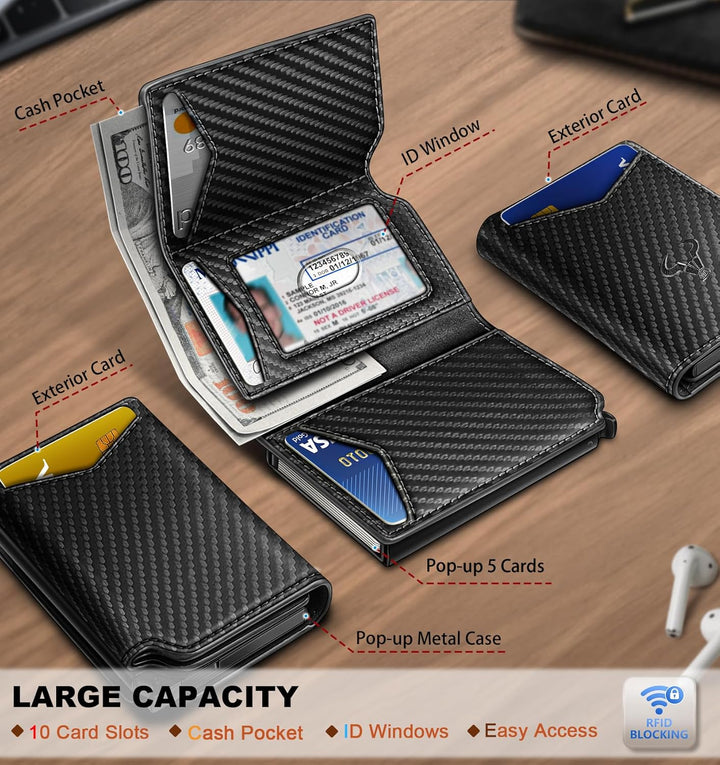 BULLIANT Billetera de cuero para hombre, tarjetero con clip para di...