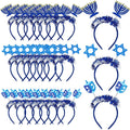 Lyrow 12 diademas de Hanukkah Boppers Janucá, diadema de fieltro de Menorá, estrella hexagonal Dreidel, regalos de fiesta de Hanukkah, 12 unidades