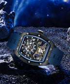 Paras Crown Relojes Automáticos para Hombre Caja de Acero Correa de Silicona Analógico 30M Resistente al Agua Reloj Mecánico Relojes de Moda para Hombre Relojes De Hombre