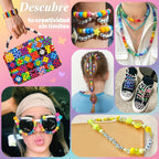 Gionlion - Kit de 7 cajas de 144 colores, 5000 cuentas de poni Kandi Rave | Kit de pulsera de la amistad de caramelo de 0.236 x 0.354 in con 800 cuentas de letras para bricolaje, llaveros
