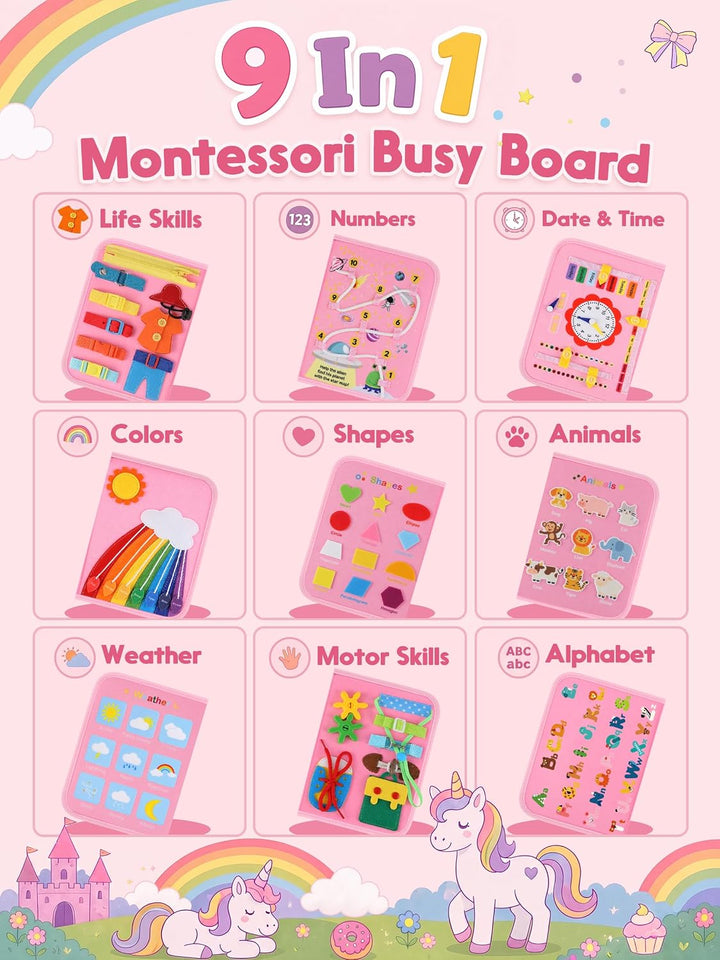 GONINO Juguete Montessori para niños pequeños, tabla ocupada de fie...