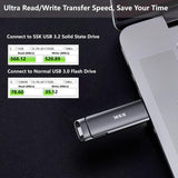 SSK SSD USB externo de 2 TB, rápida unidad dual 2 en 1 de 550 MB\/s...