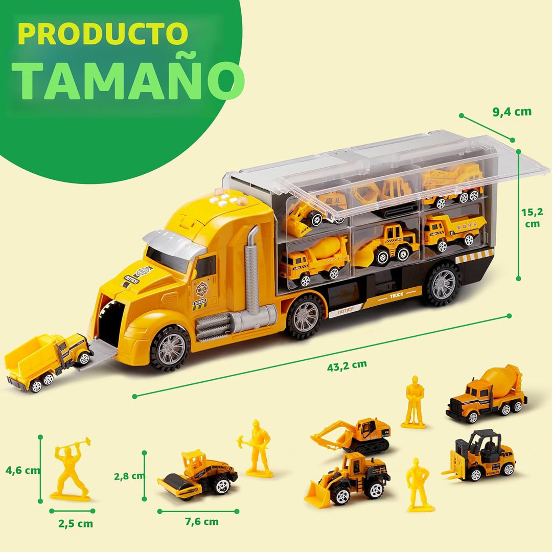 JOYIN Juego de camiones de construcción 25 en 1 para niños, 24 piez...