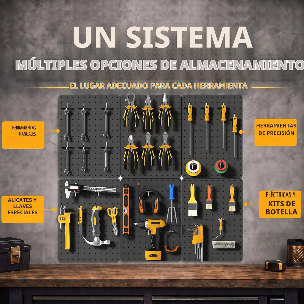 Organizador de pared de herramientas de tablero de clavijas de acero