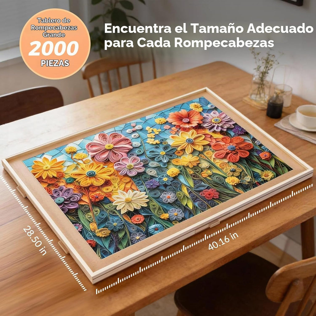 ALL4JIG - Tabla giratoria de rompecabezas de 2000 piezas con 6 cajones y cubierta, mesa de rompecabezas portátil de 28.50 x 40.16 pulgadas para adultos, tablero giratorio Lazy Susan de regalo para