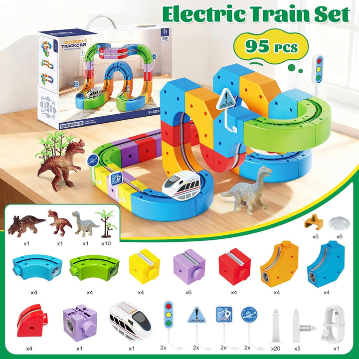 Juego de tren eléctrico pistas desmontables modulares 3D