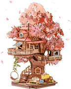 Rolife DIY Miniature House Kits Sakura Tree House 12" 3D Wooden Puzzles