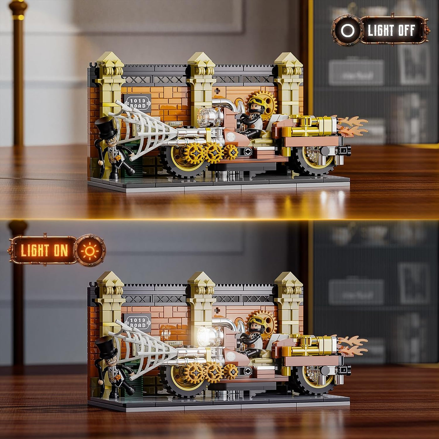 FUNWHOLE Steampunk - Juego de ladrillos de construcción de