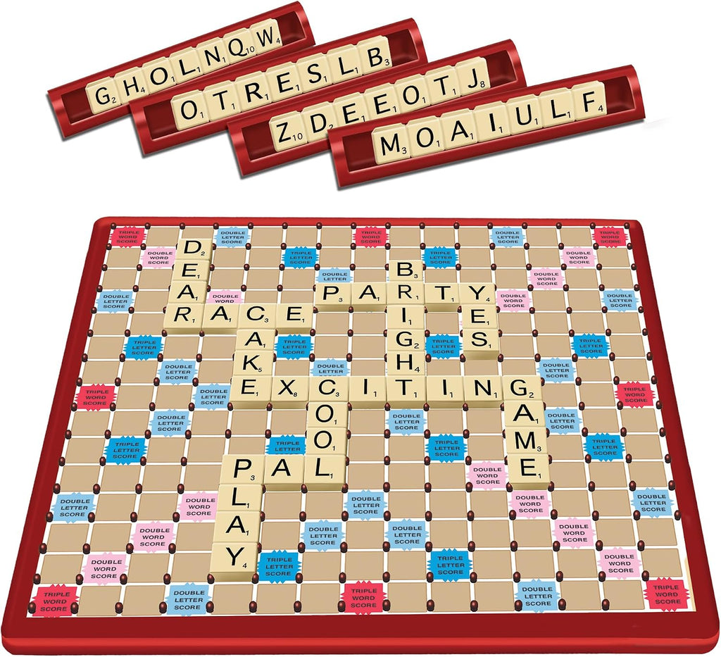 Juego de mesa de Scrabble Tile Lock, tablero mantiene los azulejos en su lugar, juego para 2-4 jugadores, edad mínima de 8 años en adelante, número de jugadores: 2-4, por Winning Moves Games USA