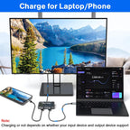 Interruptor USB C 2 en 1 Salida USB C Selector de conmutador para 2 computadoras portátiles comparte 1 dispositivo USB, transferencia de datos 4K @60Hz/10Gbps y carga PD de 100 W, control con cable y
