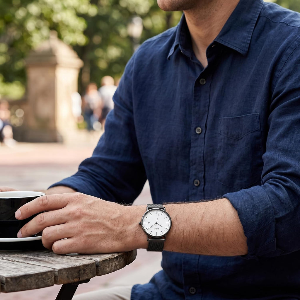 BUREI Relojes de pulsera para hombre, relojes minimalistas de moda, analógicos de cuarzo, impermeables para hombres