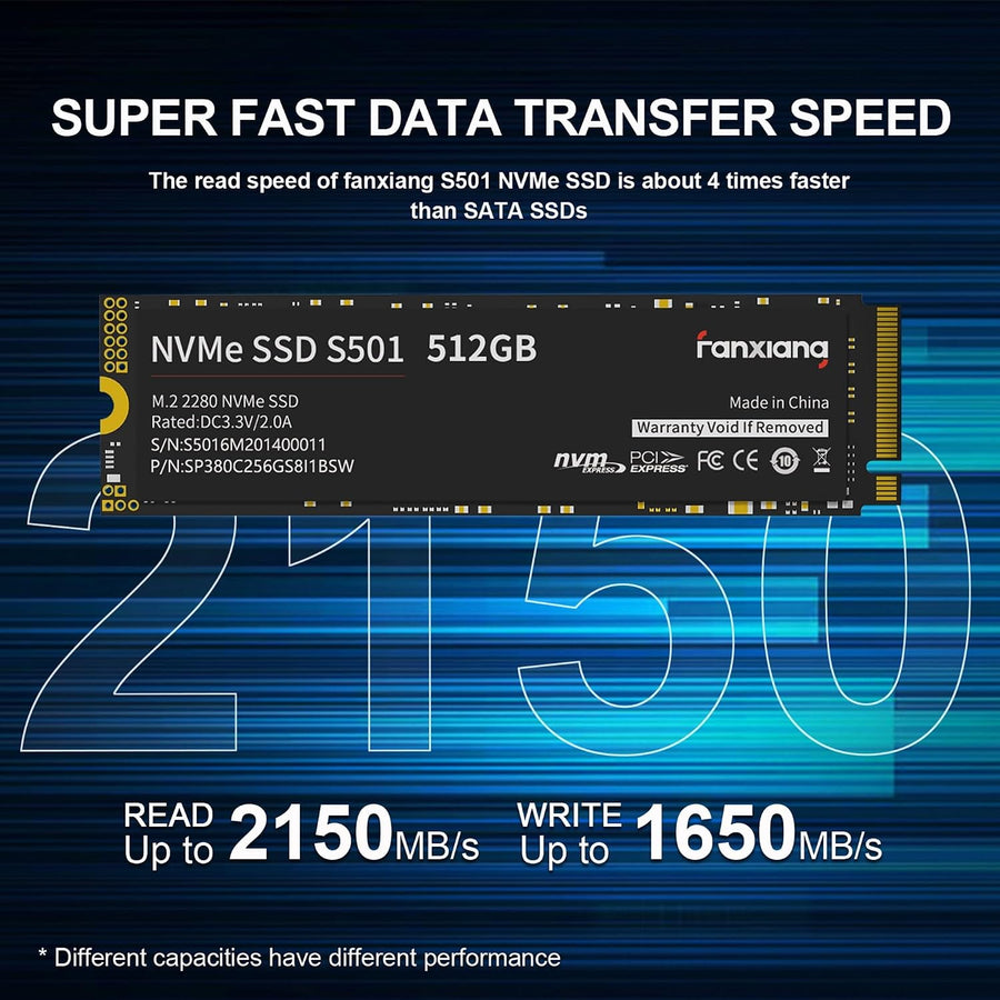 fanxiang S501 512GB NVMe SSD 3D NAND1.3 PCIe Gen3x4 M.2 2280 Unidad...