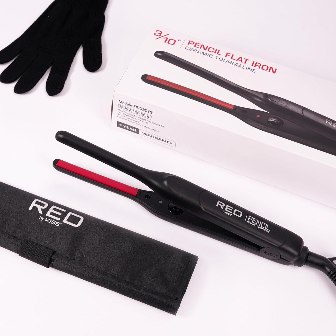 Red by Kiss Plancha plana tipo lápiz, mini plancha de pelo de cerám...