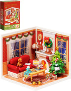 Rolife Super Creador de Navidad, casa en miniatura de plástico, juego de construcción con chimenea y árbol de Navidad, manualidades, pasatiempos, bloques de construcción