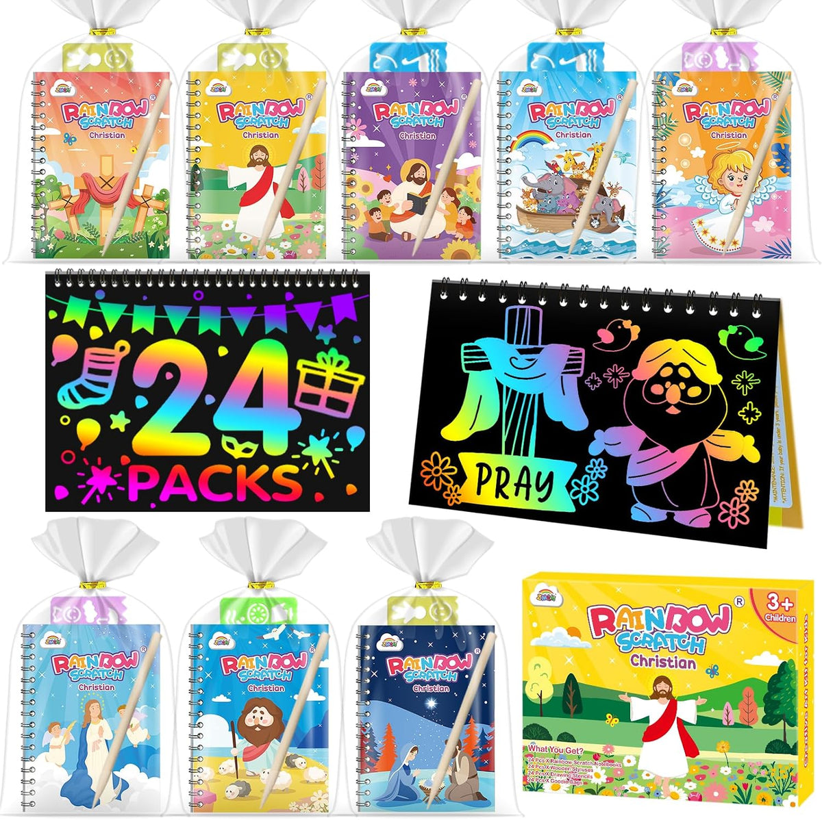 ZMLM Paquete de 24 cuadernos con diseño de arco iris para niños, recuerdos