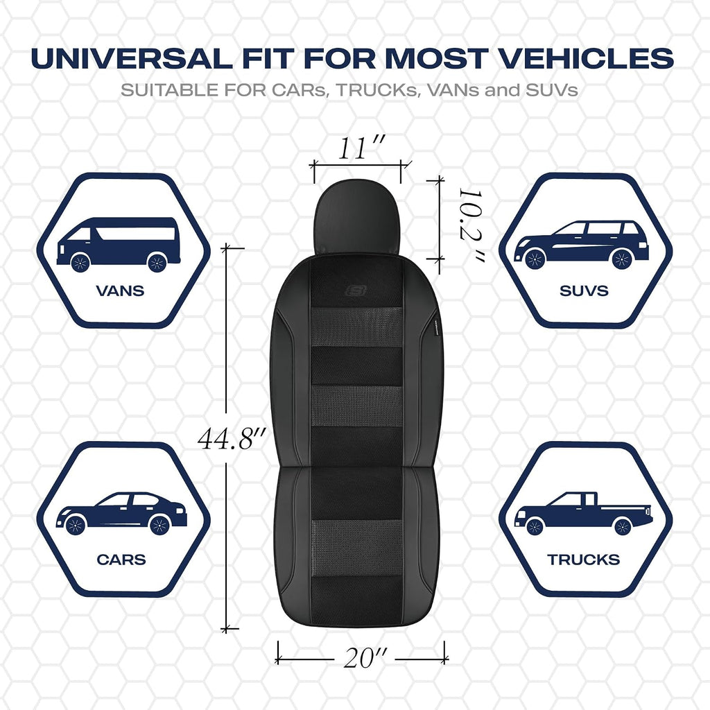 Skechers Fundas de asiento de automóvil de espuma viscoelástica refrigeradas por aire, compatibles con bolsas de aire, ajuste universal para la mayoría de automóviles, SUV, camionetas y camiones