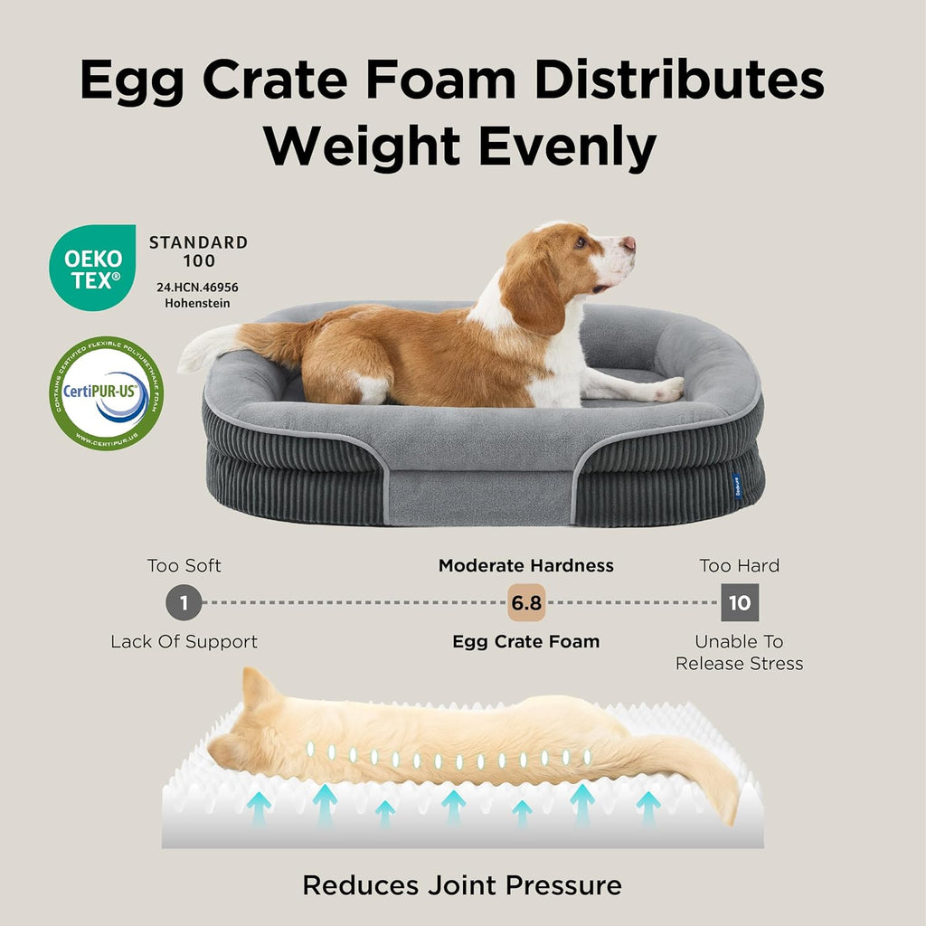 Bedsure Camas ortopédicas para perros con cojín ovalado de 360 °, perro de
