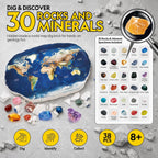 CubicFun Kit de excavación de piedras preciosas del mapa del mundo para