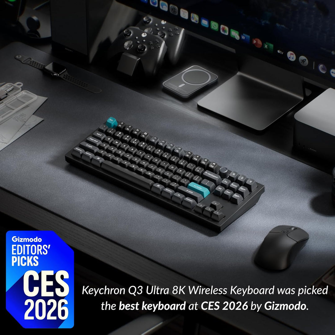 Keychron Teclado mecánico Q3 Ultra Wireless 8KHz, TKL 2.4G\/Bluetoo...