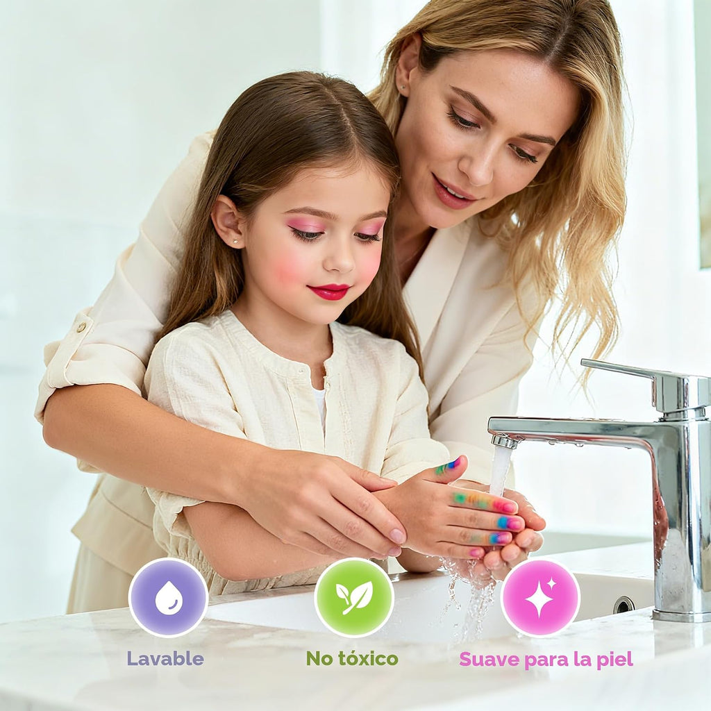 63 Pcs Kids Makeup Set para Girls, Washable Real Cosmetic Toddler Makeup Kit