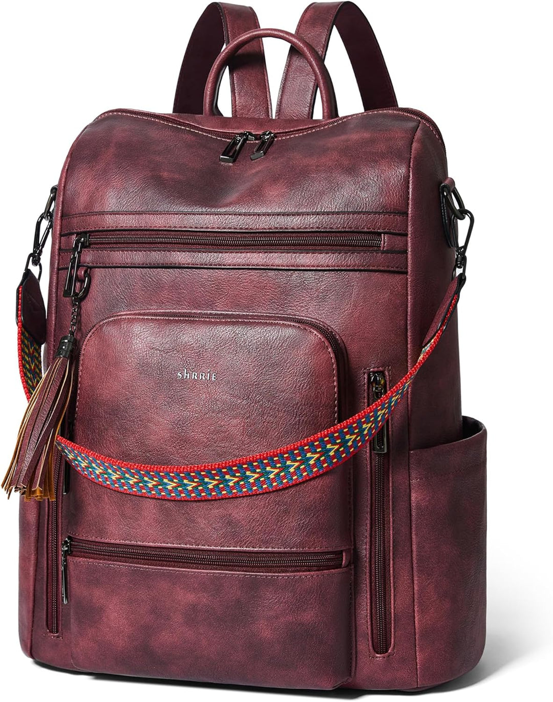 Shrrie Mochila de cuero vegano para computadora portátil para mujer...