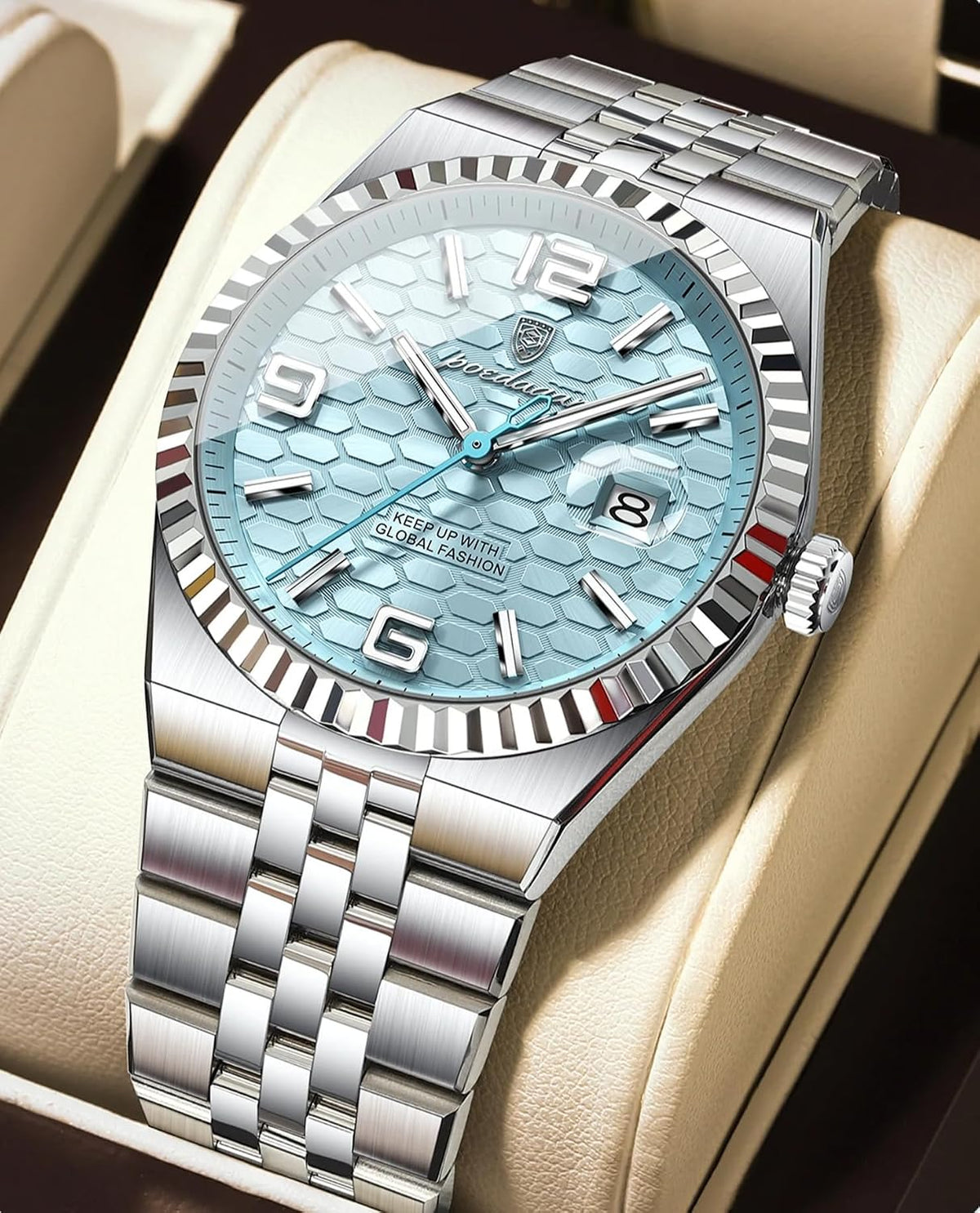 Poedagar Reloj de moda para hombre, impermeable, luminoso, fecha, de lujo, acero inoxidable, clásico, de cuarzo, relojes para hombres de negocios