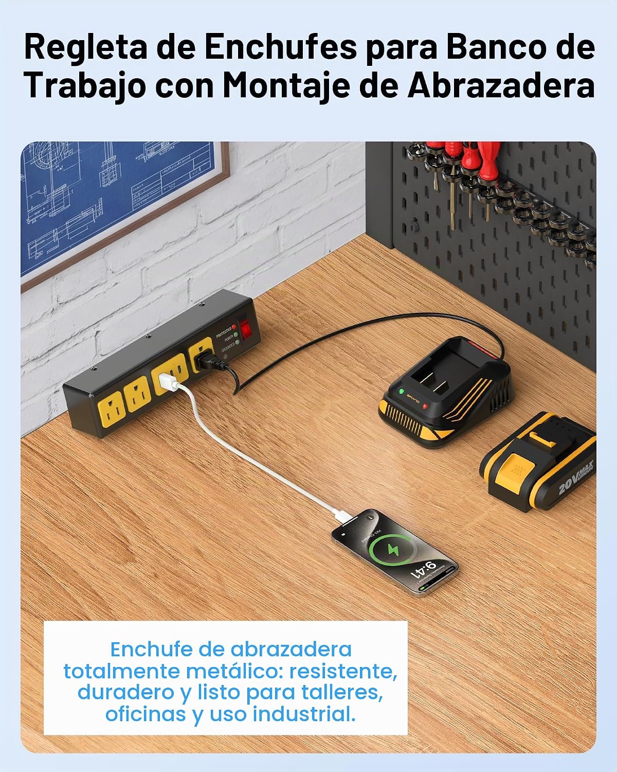 Protector de sobretensiones de abrazadera de escritorio USB