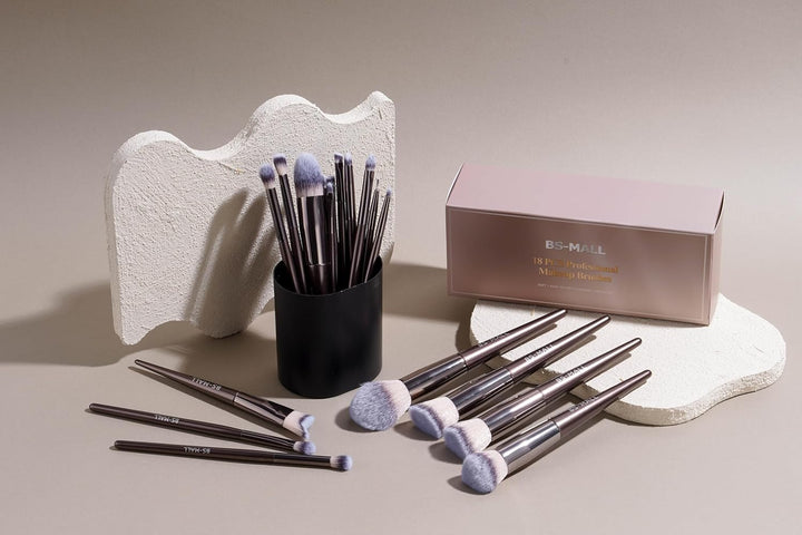BS-MALL Juego de brochas de maquillaje de 18 piezas premium sintéti...