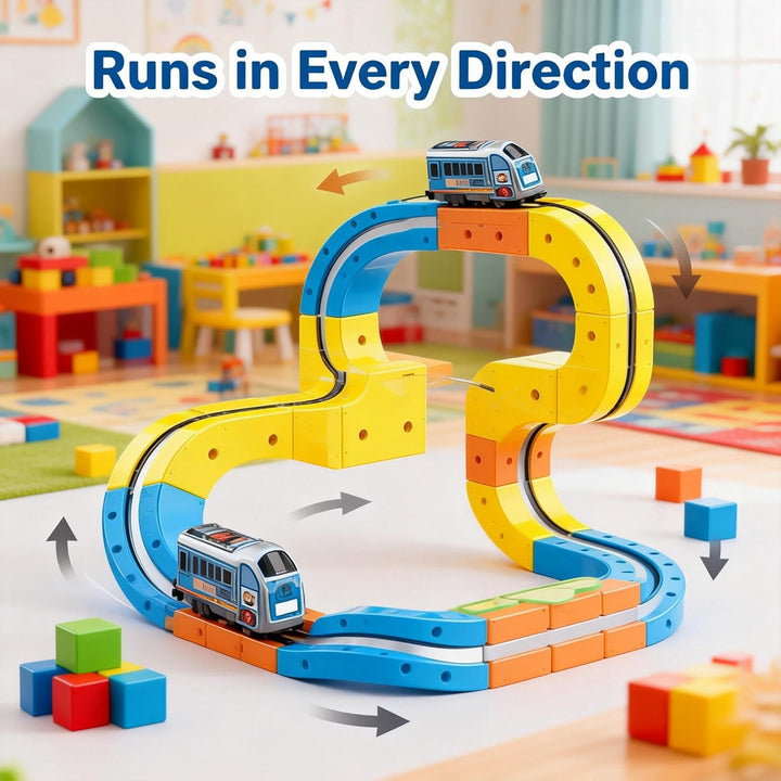 klick Rail - Juego de tren eléctrico 67 piezas 3D flexible