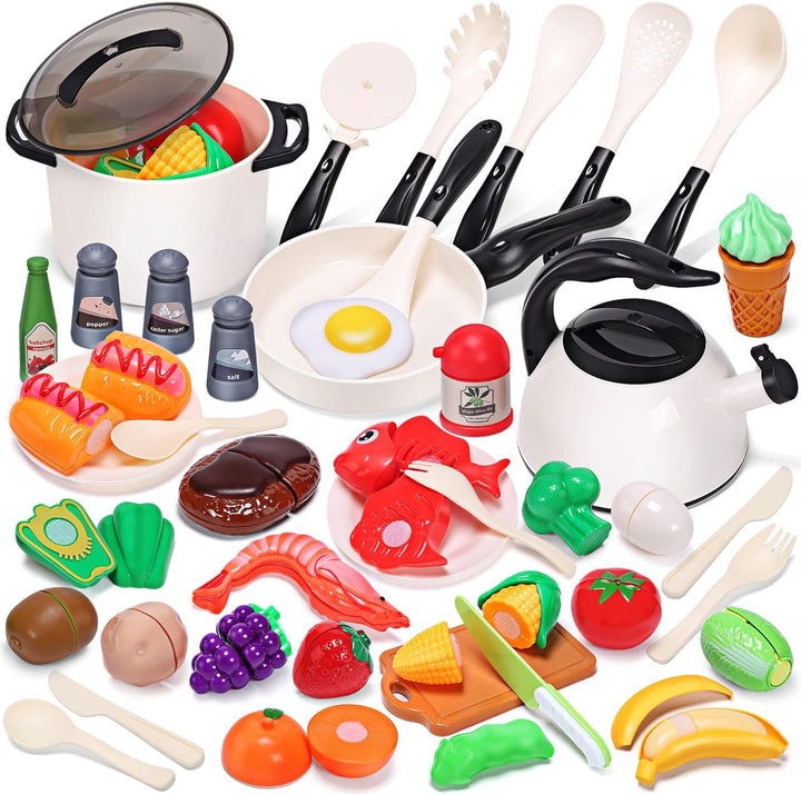 CUTE STONE Juego de accesorios de cocina de juguete, juegos de comi...