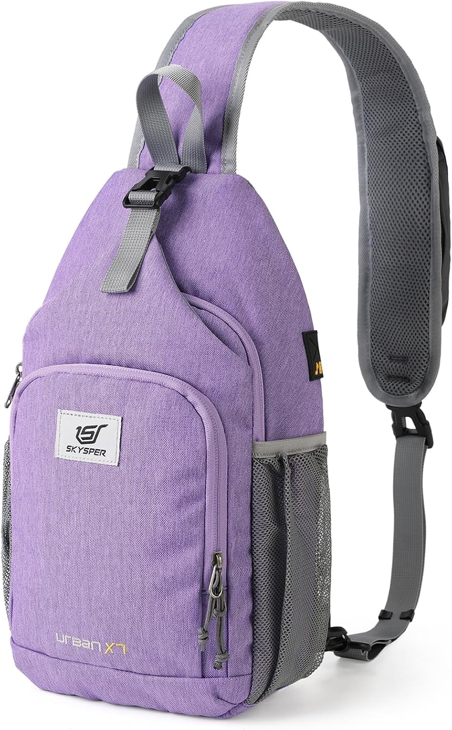 SKYSPER - Mochila cruzada con bloqueo RFID, mochila de bandolera, mochila para el hombro, mochila de viaje y senderismo, para mujeres y hombres, Púrpura, Casual