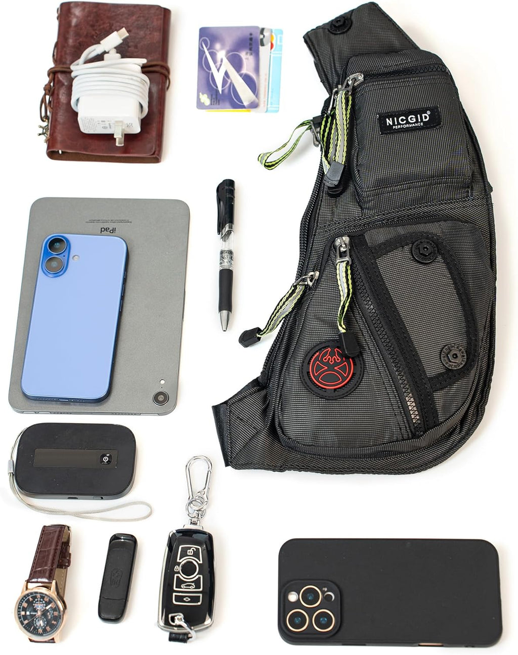 NICGID Bolso bandolera en el pecho, mochila de hombro, bolsa cruzada, mochila casual para hombres y mujeres, Verde militar, Viajes