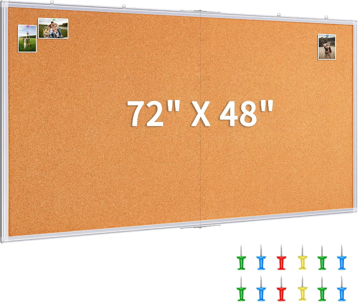 Maxtek - Tablero de anuncios grande de corcho de 72 x 48 pulgadas para pared con marco de aluminio