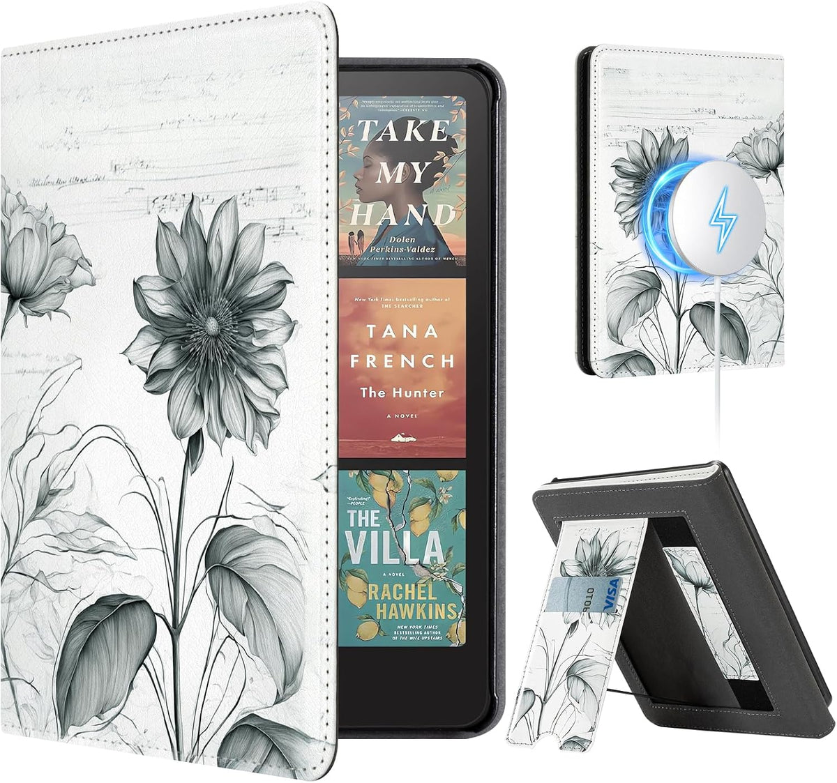 CoBak - Funda con soporte para Kindle Paperwhite de 12.ª generación de 2024 de 7 pulgadas y Kindle Colorsoft, con correa de mano, compatible con MagSafe de Apple y bases de carga Samsung/Belkin/Anker
