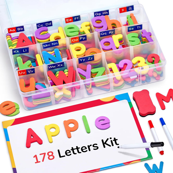 Gamenote - Kit de letras magnéticas del alfabeto, 178 piezas con ta...