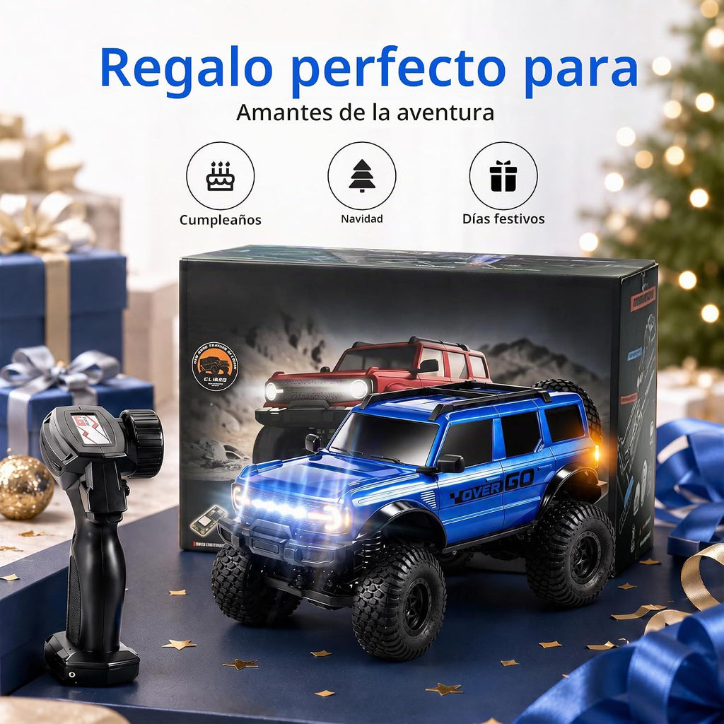 RC Rock Crawler, camión todoterreno con control remoto 4WD, velocidad ajustable y luces LED, auto RC para escalada todo terreno con bajo voltaje y protección antiparo para adultos y niños