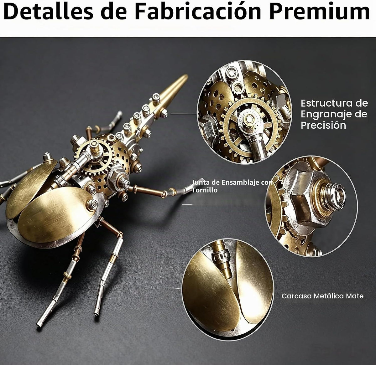 Steampunk - Rompecabezas de metal 3D mecánico de rinoceronte, escarabajo, insecto, más de 160 piezas, de 2 a 3 horas, decoración de escritorio, regalo de Navidad y cumpleaños para hombres y adultos padre (Aristoloquia)